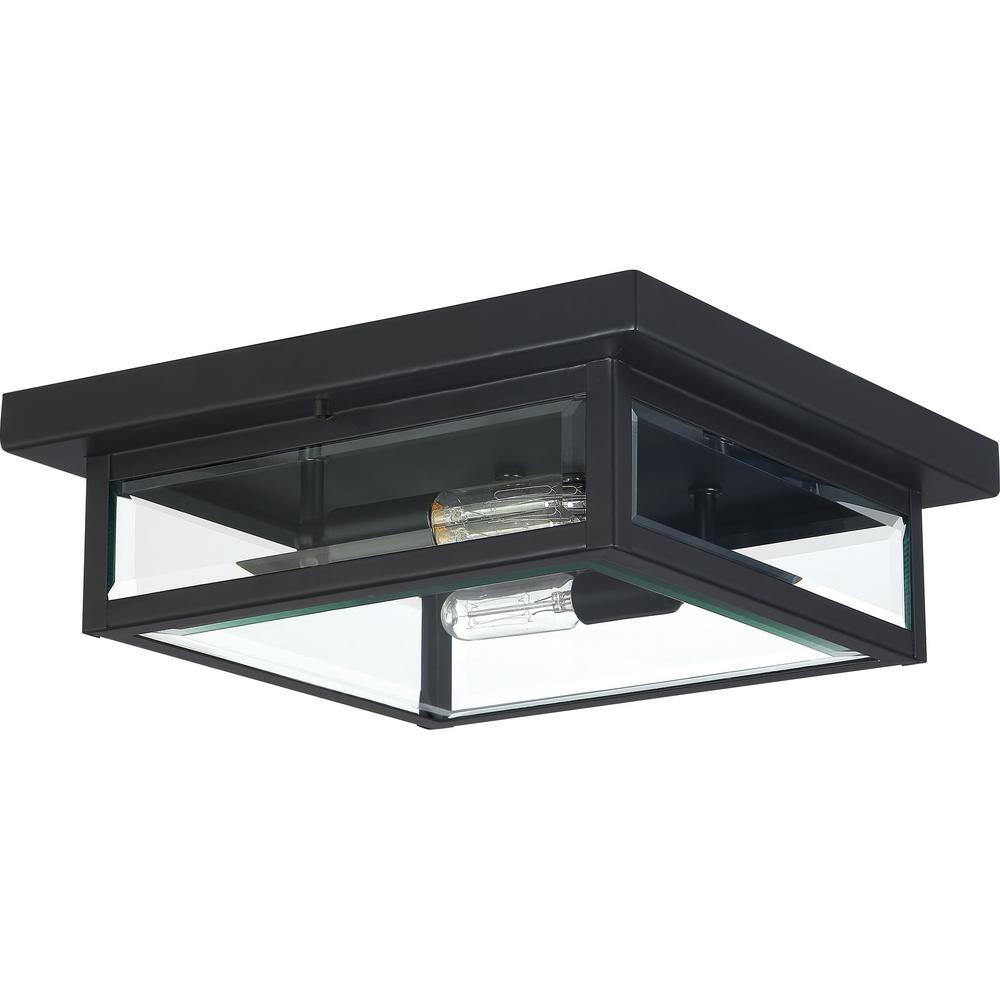 Earth Black Glass Flush Mount Ceiling Light with Clear Panels