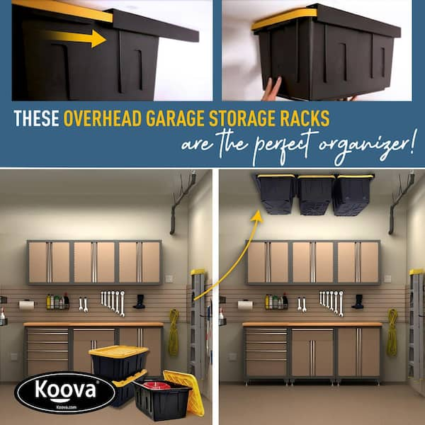 Garage Storage Ideas (Cabinets, Racks & Overhead Designs)  Overhead garage  storage, Garage storage, Garage interior