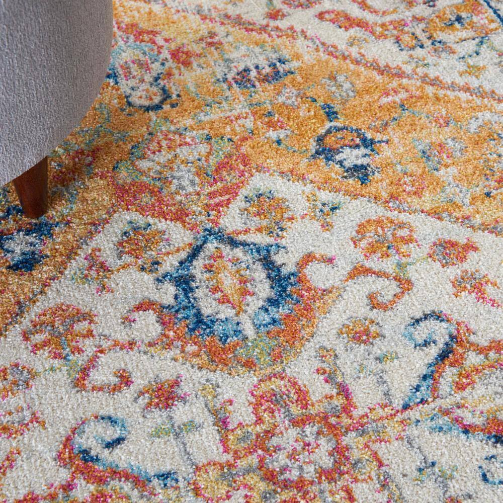 Ivory and Yellow Floral Viscose Rectangular Area Rug