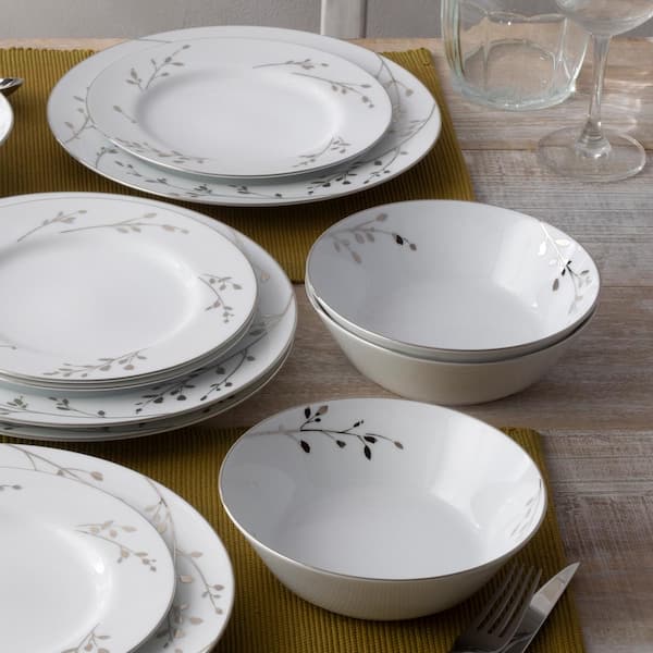 Noritake Birchwood White Porcelain 12-Piece Dinnerware Set