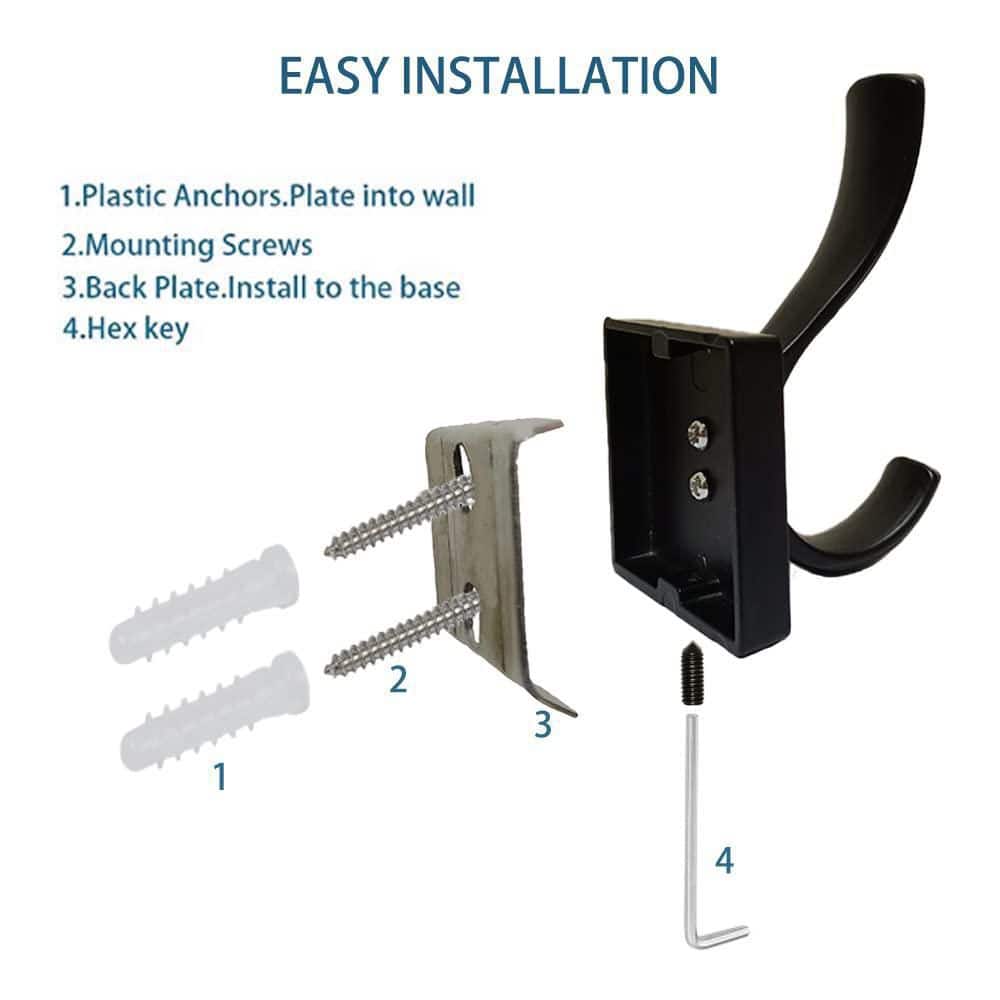 Matte Black Heavy Duty Wall Mount Towel Hooks, 4 Pack