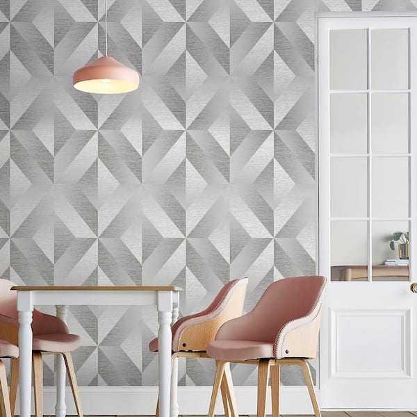 Atelier Geo Slate Silver and Grey Geometric Paste the Wall Wallpaper
