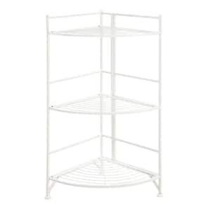Xtra Storage 32.25 in. White Metal 3-Shelf Accent Bookcase with Folding Sides