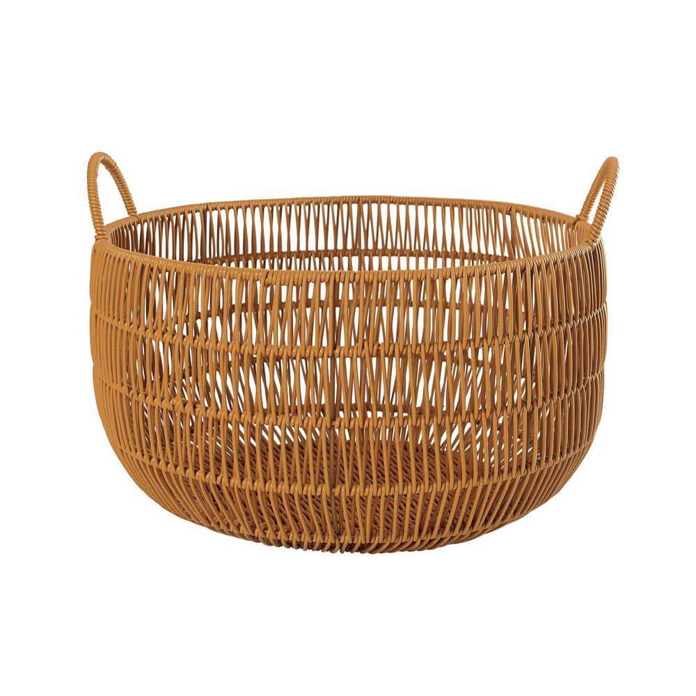 Jebeete Brown 11.81 in. x 15.75 in. Round Polypropylene Woven