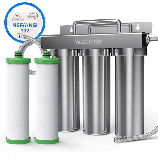 TST-UF 0.01μm Ultra-Filtration Under Sink Water Filter, Stainless Steel, 5X Service Life, Extra P1-2 Filters