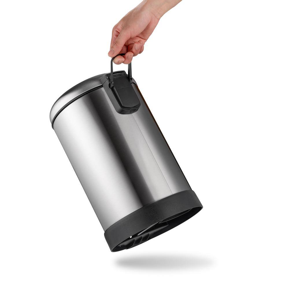 Compact Stainless Steel 1.6 Gallon Step-On Trash Can Set