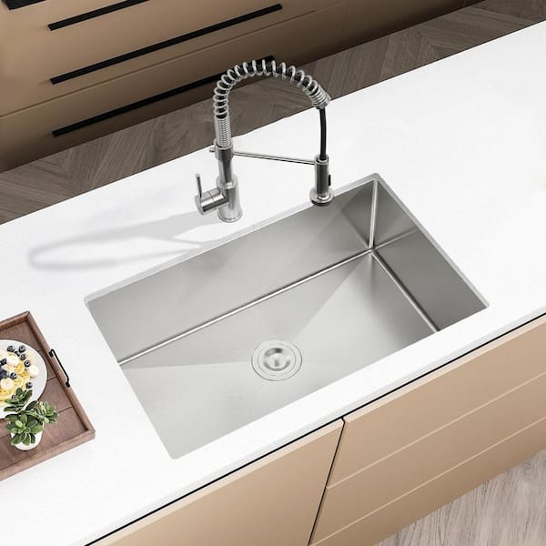 33 in. Drop-In Single Bowl Dark Gray Stainless Steel Kitchen Sink with US Standard Drain and Hook