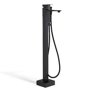 Single-Handle Claw Foot Freestanding Tub Faucet with Hand Shower in Matte Black