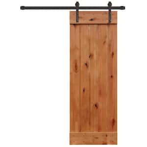 30 in. x 84 in. Rustic Unfinished 1 Panel Knotty Alder Sliding Barn Door Kit with Oil Rubbed Bronze Hardware Kit