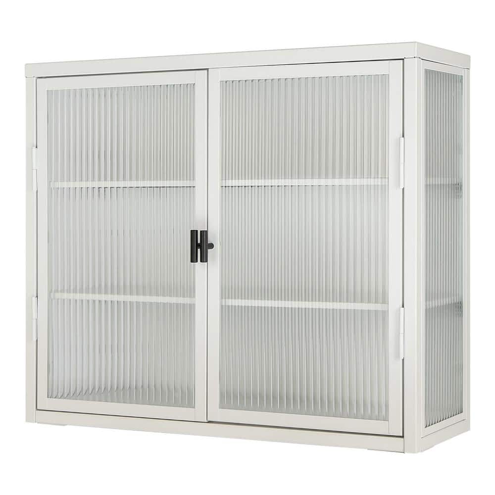 27.6 in. W x 9.1 in. D x 23.6 in. H Bathroom Storage Wall Cabinet in White 