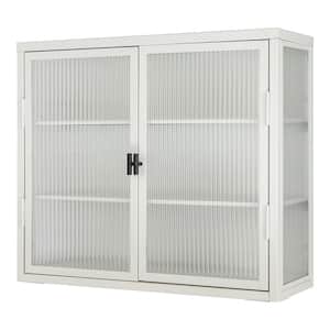 27.6 in. W x 9.1 in. D x 23.6 in. H Bathroom Storage Wall Cabinet in White with Detachable Shelves
