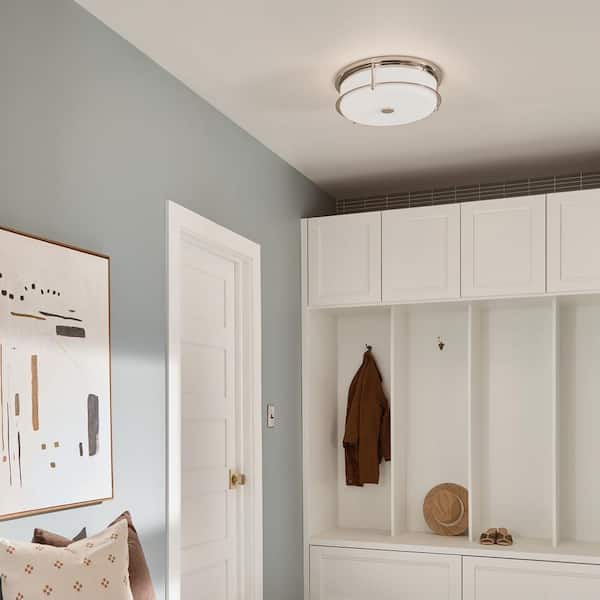 Brit 18 in. 4-Light Polished Nickel Industrial Hallway Flush Mount Ceiling Light