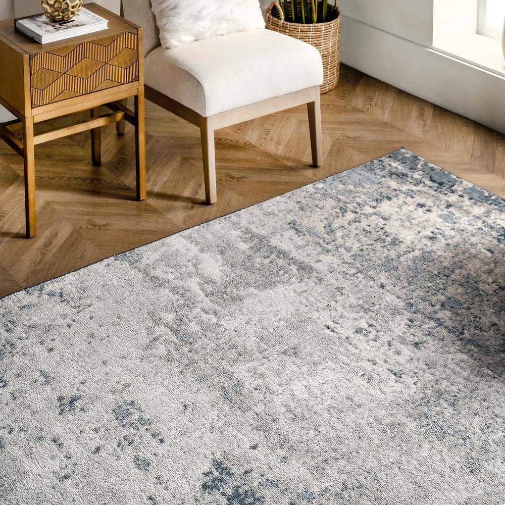 Zoe Faded Blue and Gray Abstract Area Rug