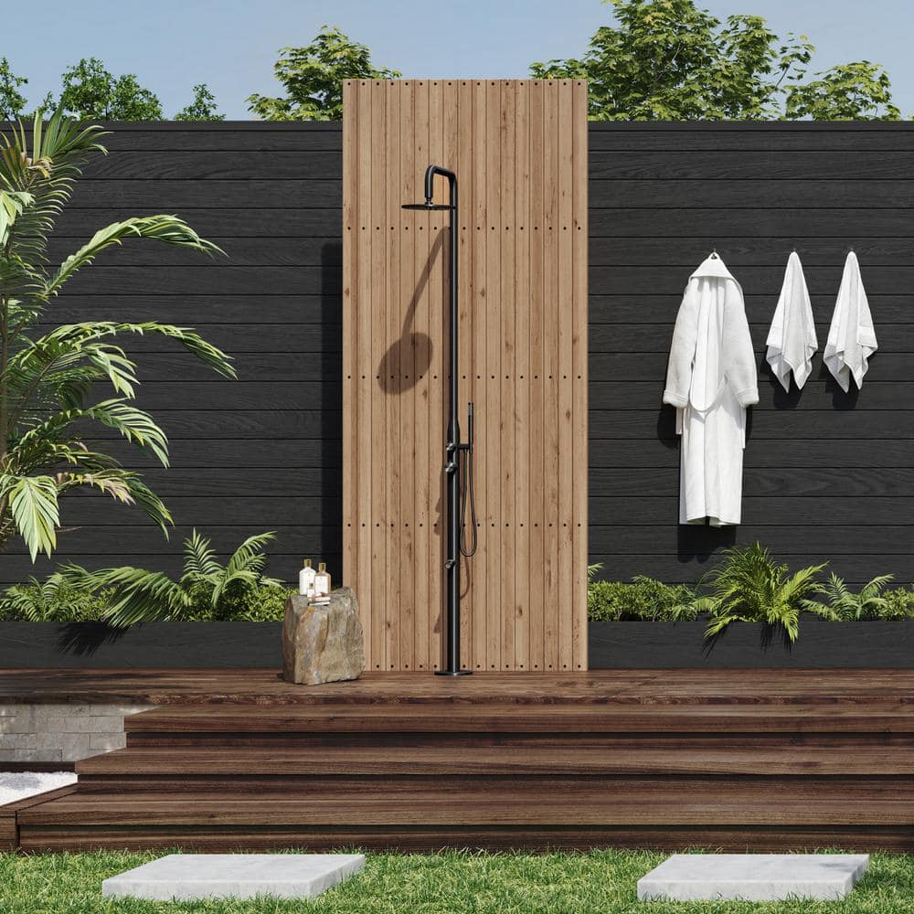 Matte Black Stainless Steel Outdoor Shower System with Hand Shower