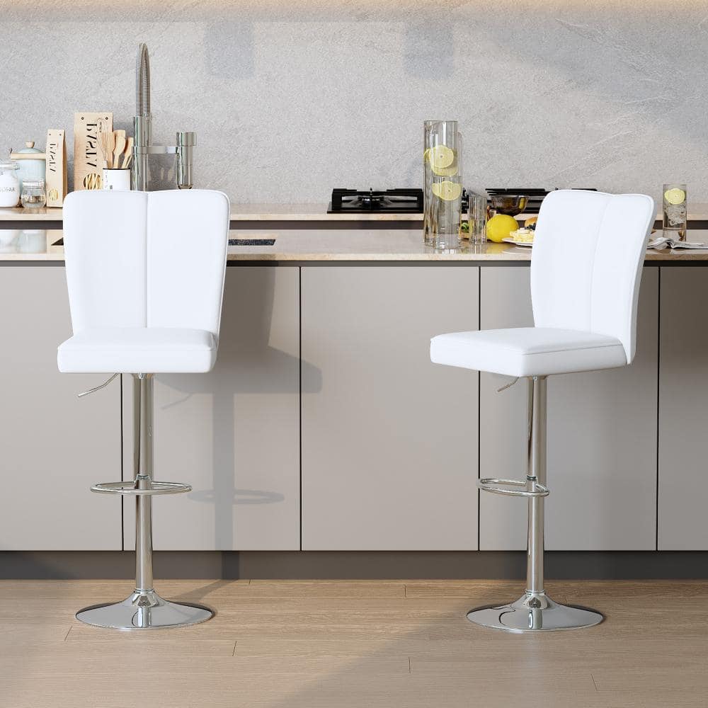 46.2 in. H White Metal Frame Bar Stool with Adjustable Height Set of 2 price history on PriceWatchPro