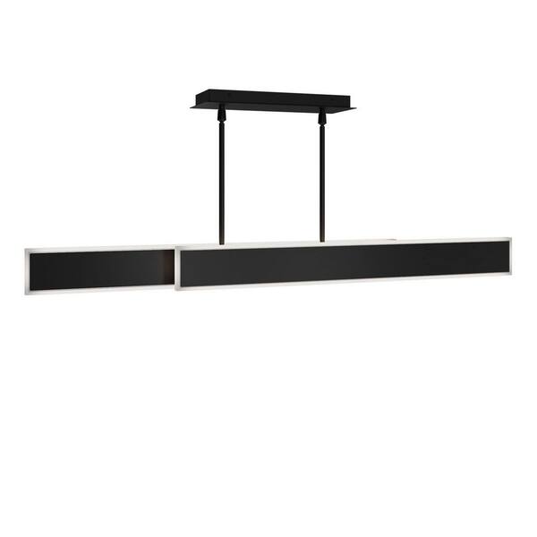 Bastone 50 in. 2-Light Black Integrated LED Pendant Light Selectable 4CCT 2700K-3000K-3500K-4000K