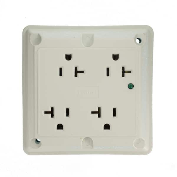 20 Amp 125 V Industrial Grade Surge Protected Quadplex Outlet/Receptacle, White (1-Pack) 5490-W