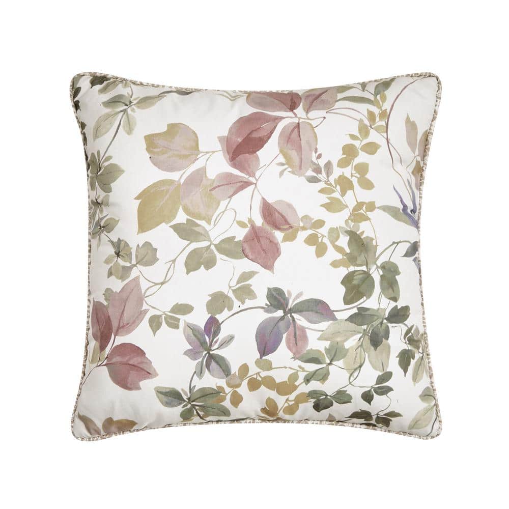 Ridgewood Rose Polyester Leaf 16 in. Square Decorative Throw Pillow 16 in. 