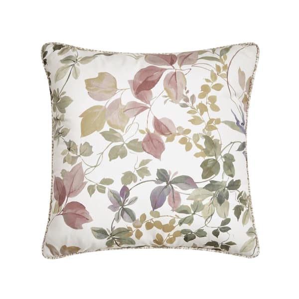 Unbranded Ridgewood Rose Polyester Leaf 16 in. Square Decorative Throw Pillow 16 in. L x 16 in. W