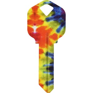 Kwikset Brass House and Entry Key Blank Tie Dyed Design