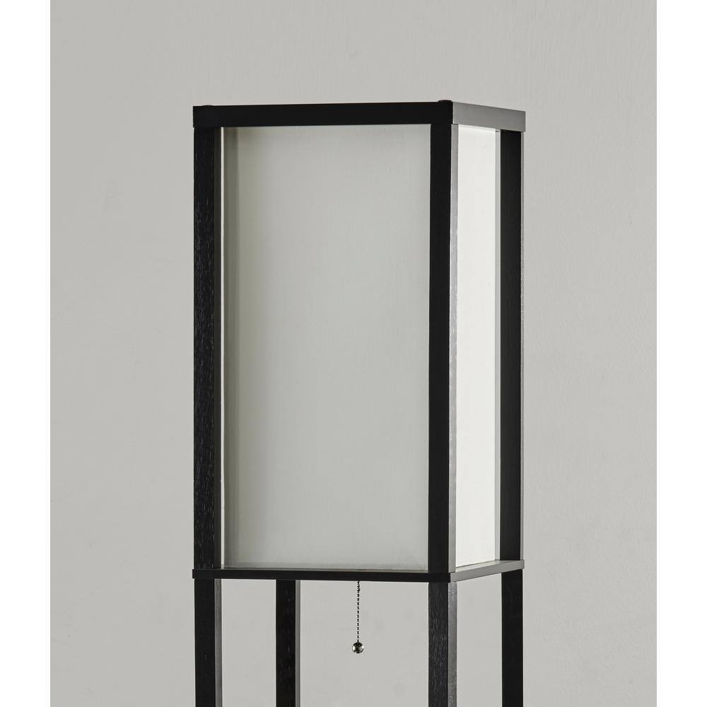 Titan 72" Black Column Floor Lamp with Storage Shelves