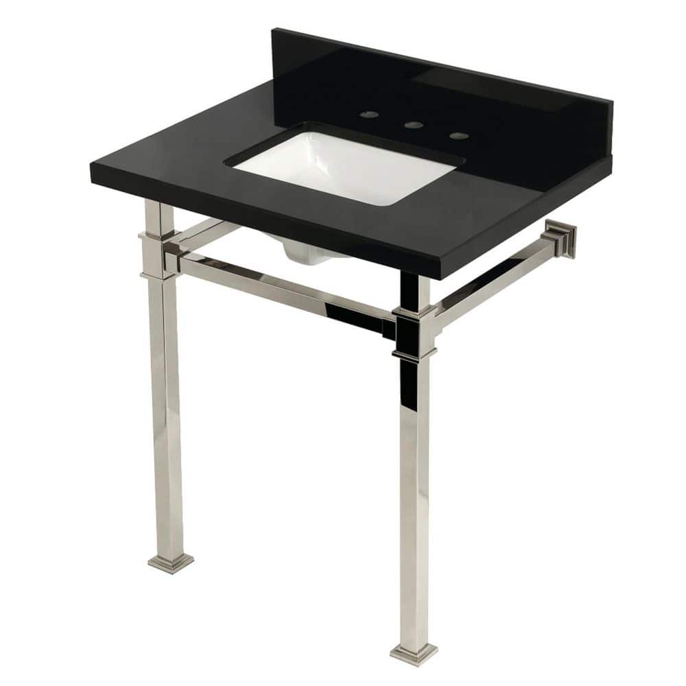 Monarch 30 in. x 22 in. Console Sink Combo in Black Granite/Polished Nickel with Legs price history on PriceWatchPro