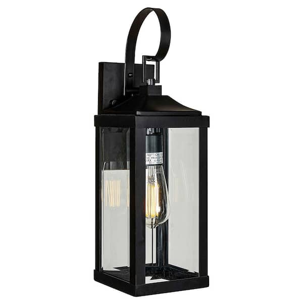 Unbranded 1-Light Matte Black Outdoor Hardwired Wall Lantern Sconce with No Bulbs Included