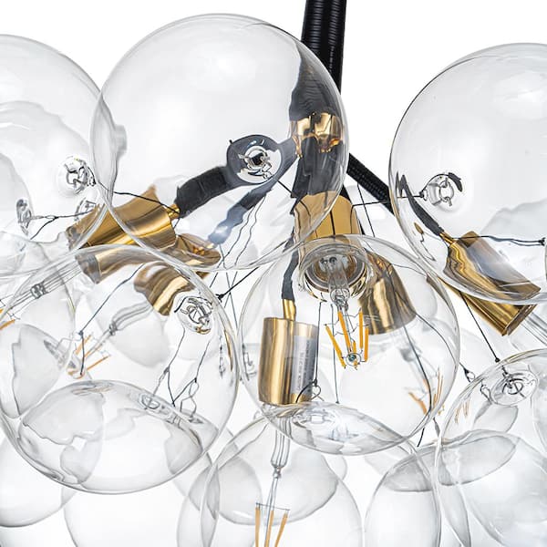 HUOKU Alma 6-Light 24.8 in.W Gold and Black Cluster Bubble