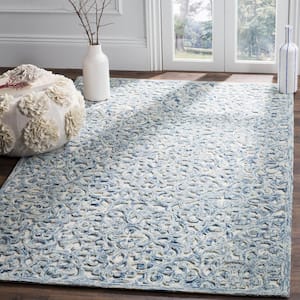 Trace Blue/Ivory 6 ft. x 9 ft. Distressed Floral Area Rug