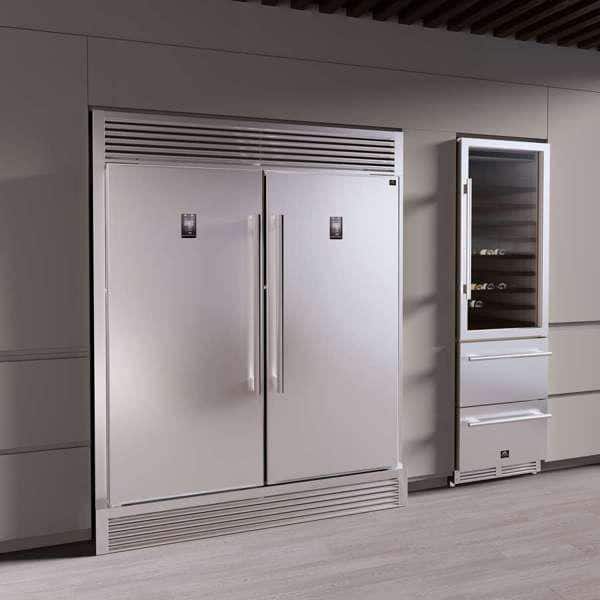 Stainless Steel 60" Side-by-Side Refrigerator with Ice Maker
