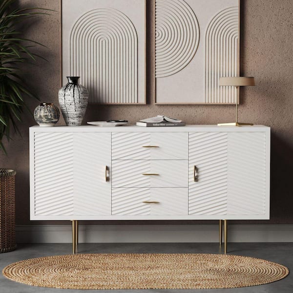 Arista Whitewash, 60 in. Side Storage Cabinet