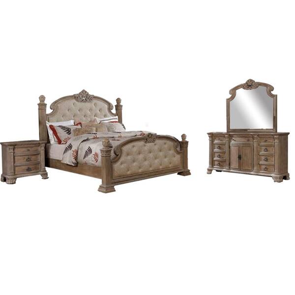 William S Home Furnishing Montgomery Rustic Natural Queen Bed Set Cm7800q 4pc The Home Depot