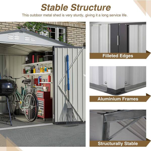 Zeus & Ruta 8 ft. W x 6 ft. D Metal Shed with Double Door with 2