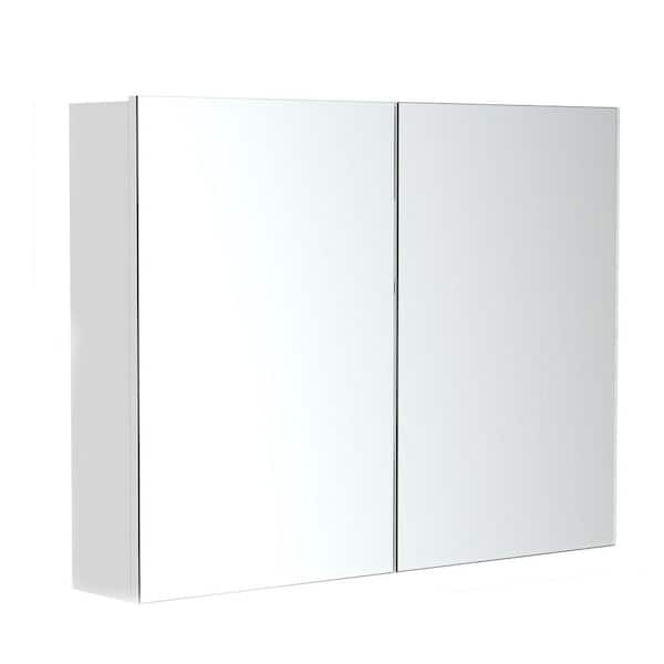 32 in. W x 24 in. H Rectangular Wood Surface Mounted Medicine Cabinet with Mirror, Quiet Hinges