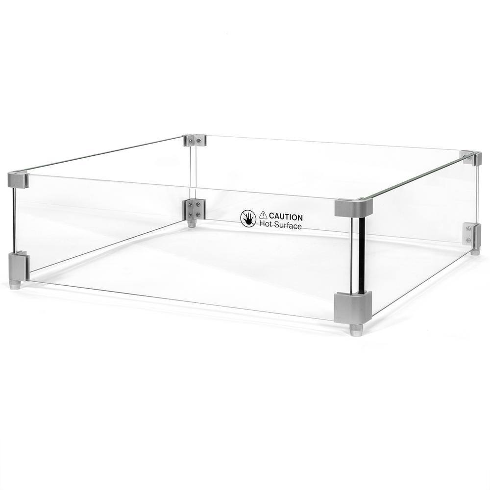 18.5 in. x 18.5 in. Tempered Glass Screen Flame/Wind Guard for Square Fire Pit Table Heater