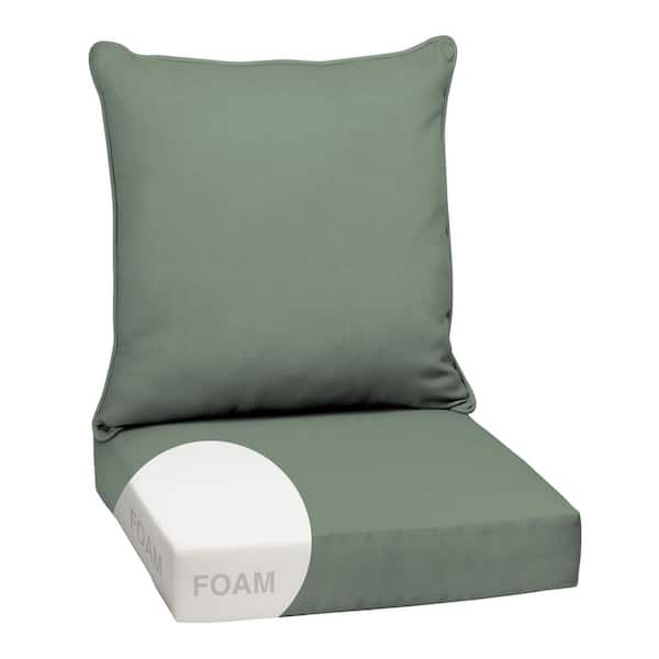 24 in x 24 in 2-Piece Foam Deep Seating Outdoor Lounge Chair Cushion in Sage Green Texture