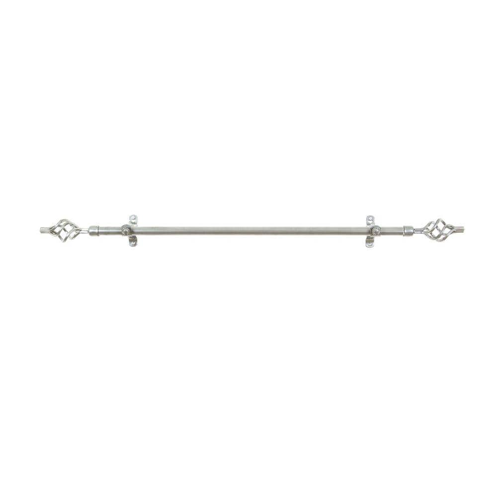 Elegant Silver Metal Curtain Rod with Decorative Finials