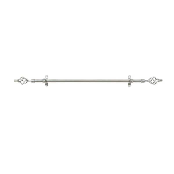 Metallo Lexus 28 in. - 48 in. Adjustable 3/4 in. Single Curtain Rod in Silver Lexus Finials