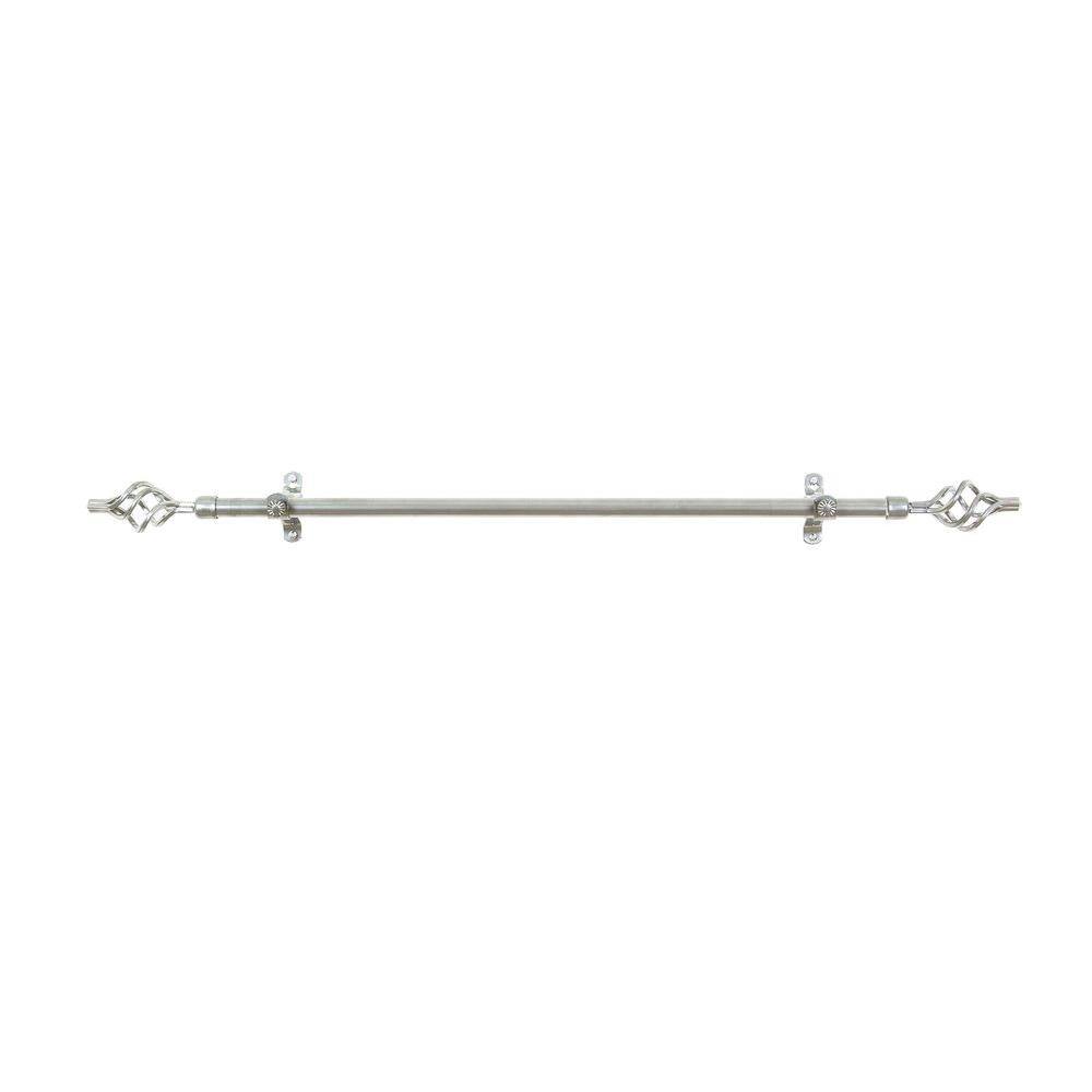 Achim Decorative Rods: Metallo Lexus Silver Curtain Rod with Metal Birdcage Finials - Adjustable Size: 48" x 86"