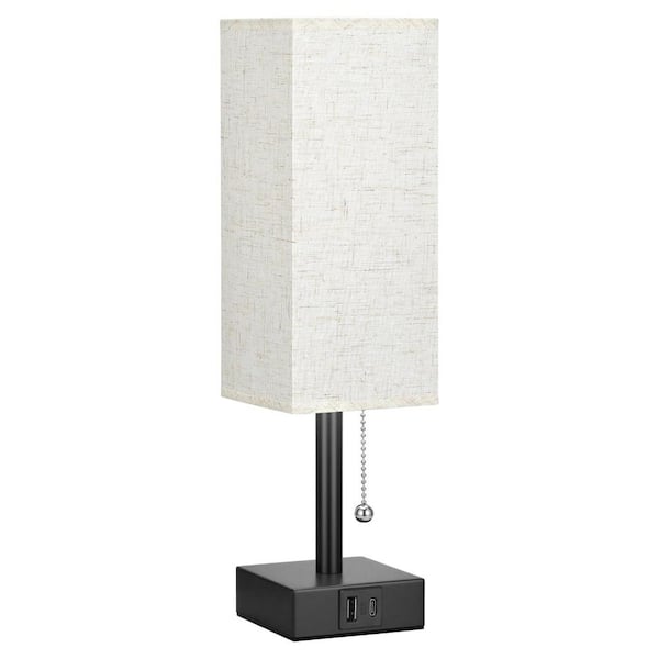 Unbranded Upgraded 14.7 in. Black Dimmable Integrated LED Task and Reading Lamp with USB Port in Beige Shade