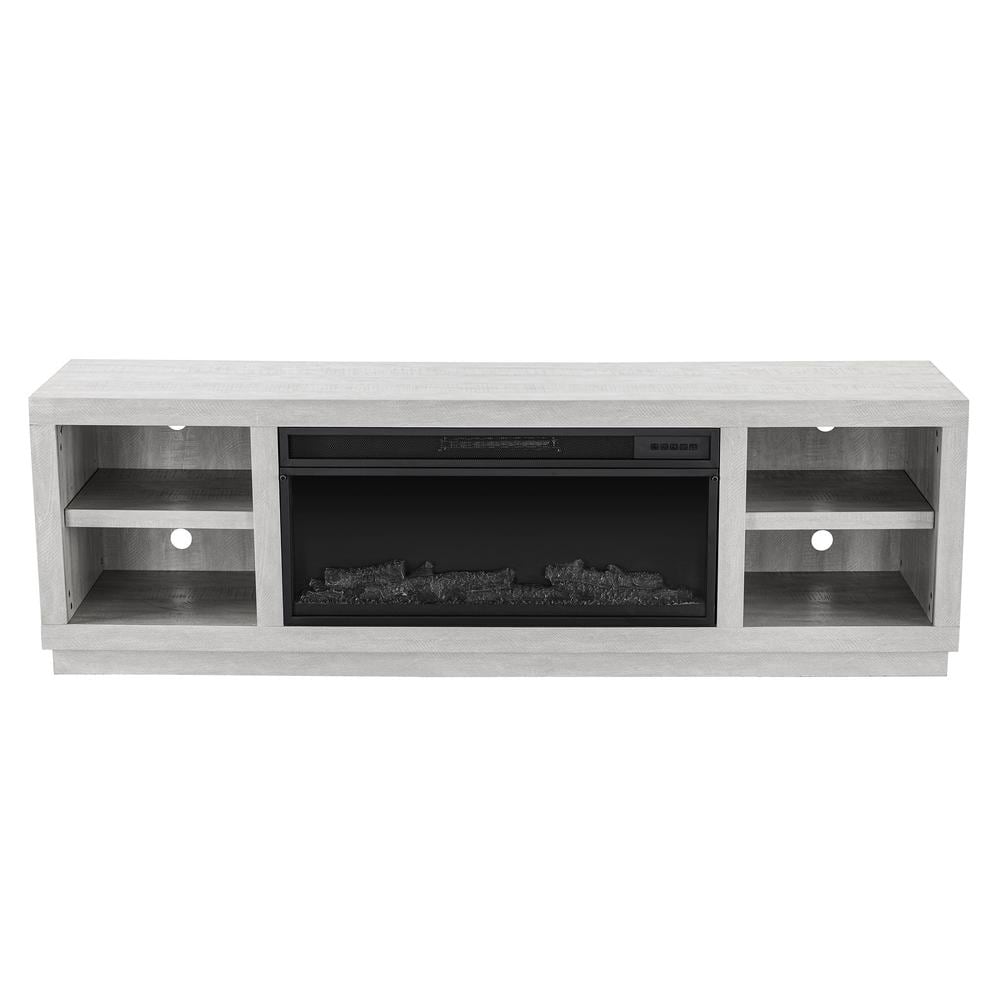 FESTIVO 77 in. Freestanding Electric Fireplace TV Stand in Saw Cut Off White