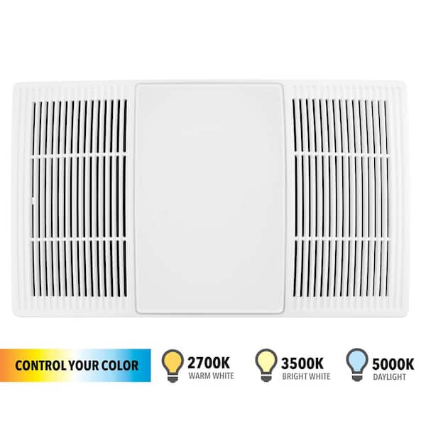Broan Nutone 70 80 Cfm Size Heater Exhaust Cover Upgrade With Dimmable Led And Color Adjustable Cct Lighting Fg80hns The Home Depot - Replacing Nutone Bathroom Fan With Light
