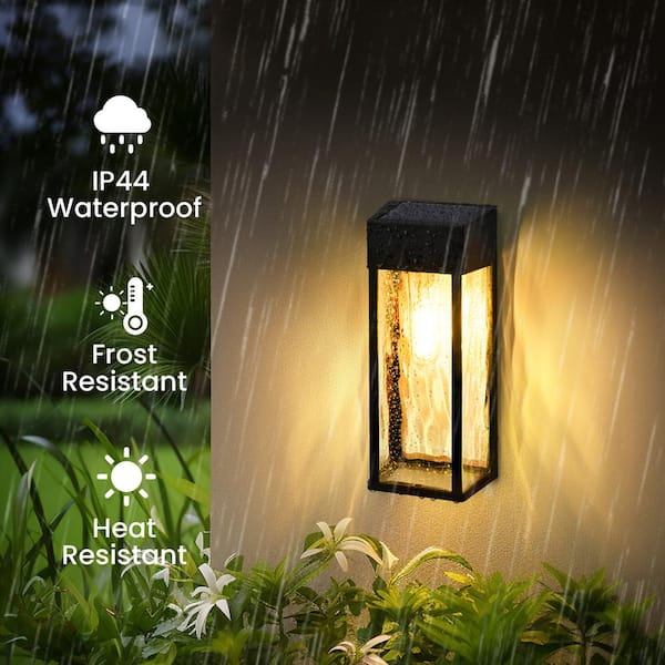 GIGALUMI Black Outdoor Solar Wall Light with LED Bulb WL 2BW MH1