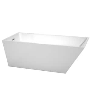 Hannah 67 in. Acrylic Flatbottom Non-Whirlpool Bathtub in White with Brushed Nickel Trim
