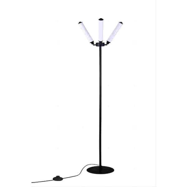 INNOBULE 69.3 in. Modern Black Dimmable LED Tree Floor Lamp with Remote Control