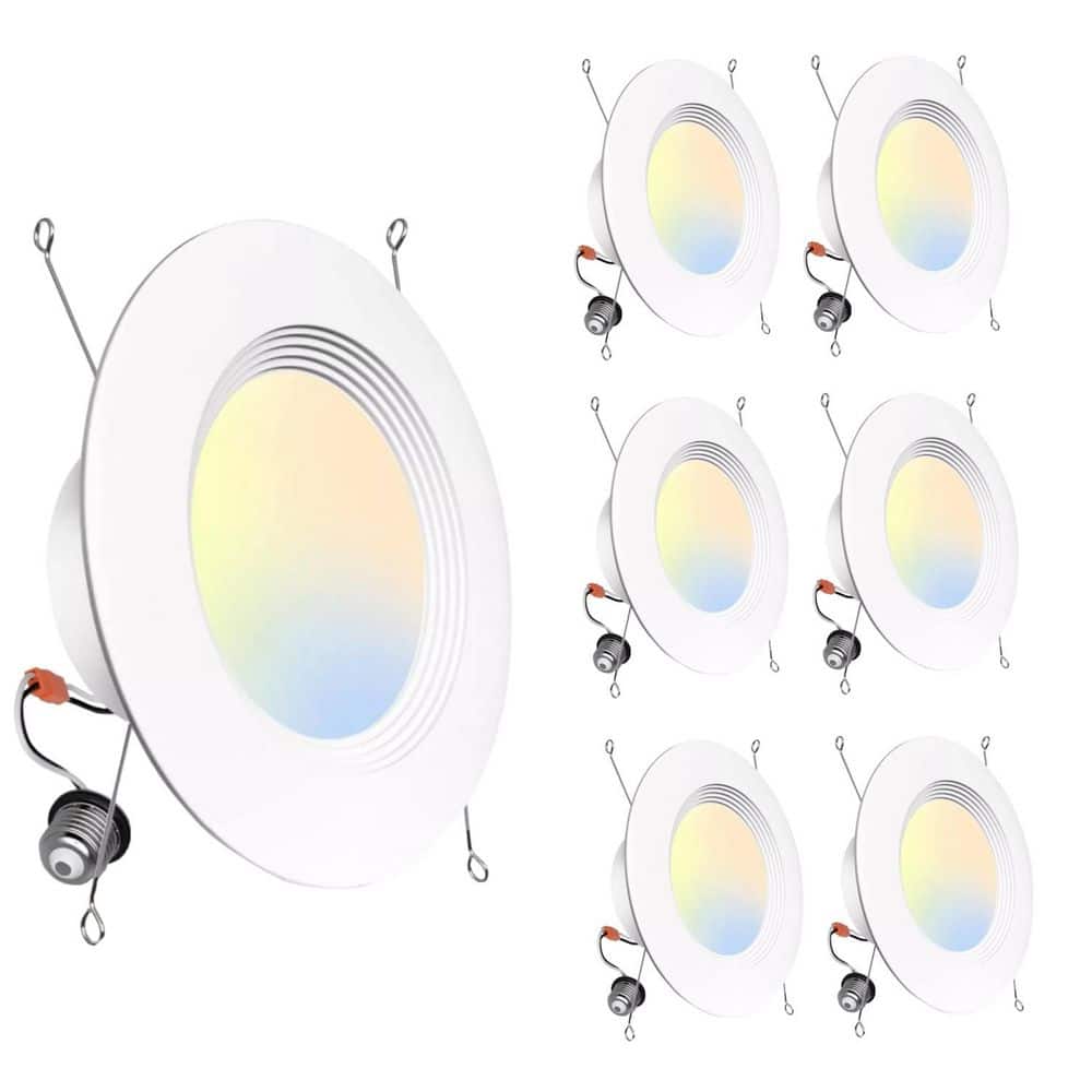 6 in. 2700K/3000K/3500K/4000K/5000K Adjustable CCT Downlight Dimmable Indoor Integrated LED Recessed Light Trim (6-Pack) price history on PriceWatchPro