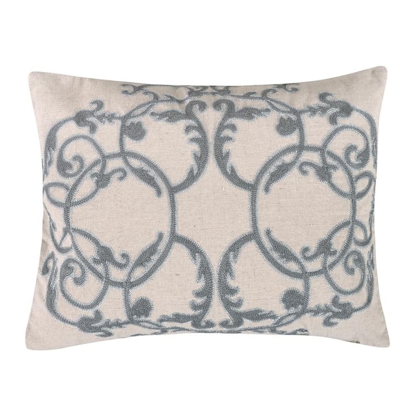 Sanira Taupe Floral Overlay Decorative Pillow - Levtex Home