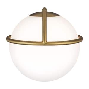 Apollo 7.125 in. W 1-Light Burnished Brass Wall Sconce with White Orb Shade