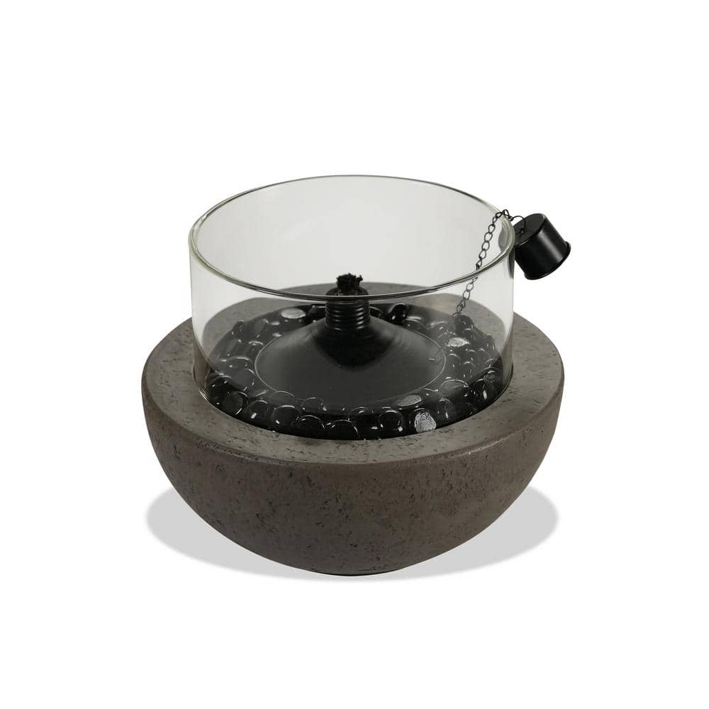 10.5 in. Dia Outdoor Gray Stone Tabletop Citronella Fire Bowl
