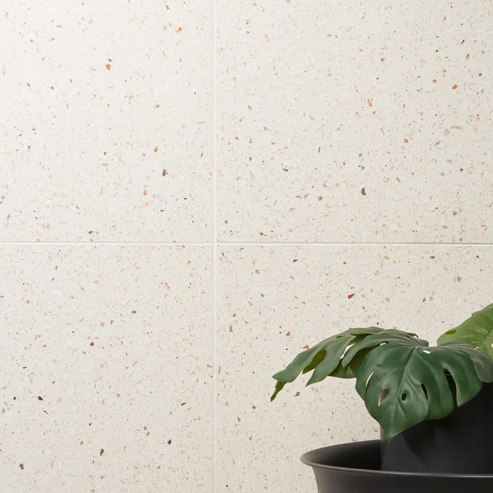 Raleigh Ivory 16x16 Polished Terrazzo Floor and Wall Tile